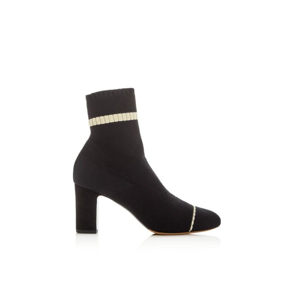 TABITHA SIMMONS Womens Black Sock Anna Almond Toe Block Heel Heeled Boots 37.5 B - Picture 2 of 4